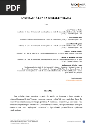 Ansiedade á luz da gestalt-terapia